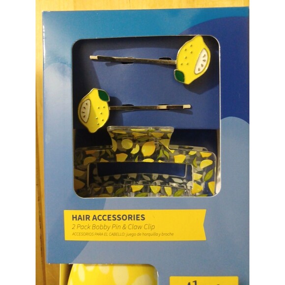 Alex's Lemonade Stand Detangle Brush Hair Clips Set 3pc yellow Lemon fruit New - Picture 4 of 7